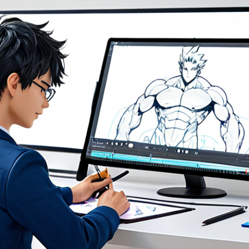 Game Character Design**

"A character designer at work in a bright studio, fully clothed in professional attire. On a large screen, a vibrant anime-style game character is visible. The artist is sketching details on a tablet. The scene emphasizes creativity and technical skill. Perfect anatomy, natural proportions, well-formed hands. Safe for work, appropriate content, family-friendly."

**