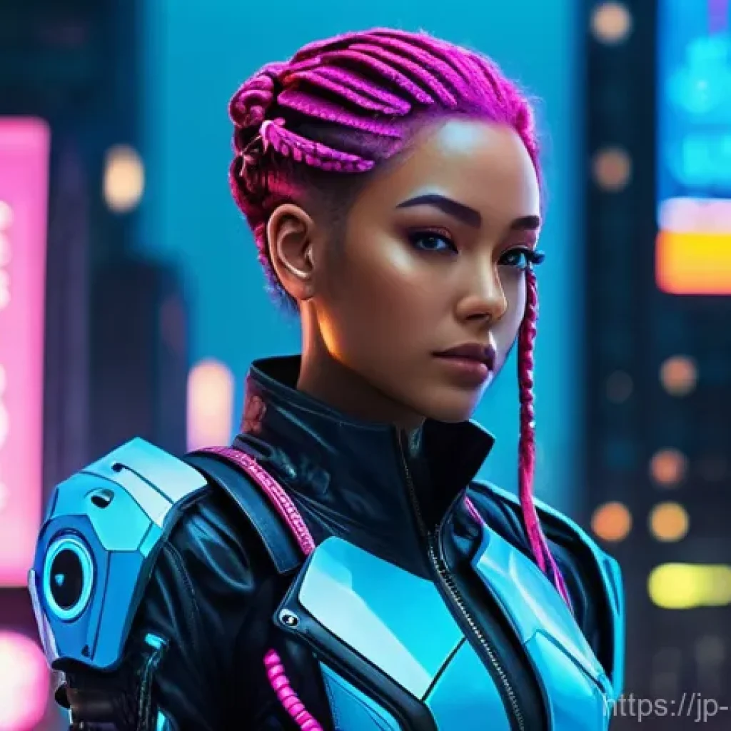 캐릭터 디자인의 기초 개념 - **Cyberpunk Tech-Wear Rebel with a Hidden Gentle Side**
    A full-body dynamic portrait of a young ...