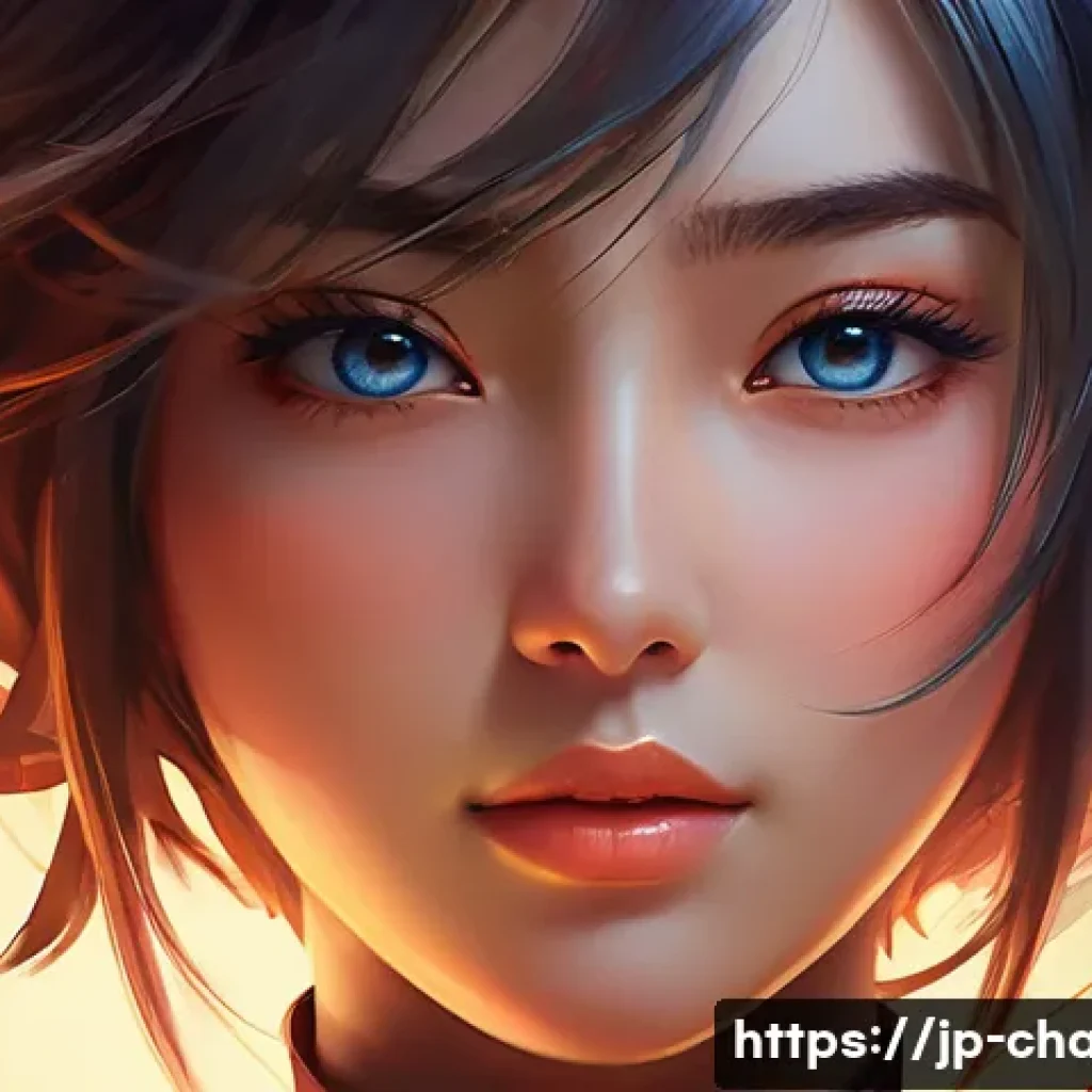 캐릭터 디자인의 디지털 페인팅 노하우 - A passionate anime-style female character painted with warm red and orange gradient colors symbolizi...