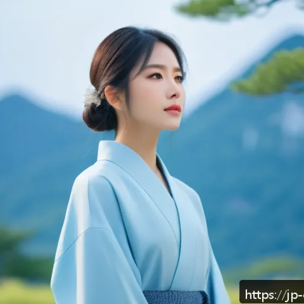 캐릭터 디자인 관련 심리적 분석 - A thoughtful young female character standing calmly in a serene natural setting, wearing a modern ou...
