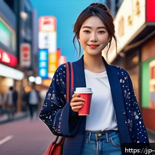 캐릭터 디자인의 문제 해결 사례 - A dynamic character design featuring a young Japanese woman inspired by everyday urban life: she wea...