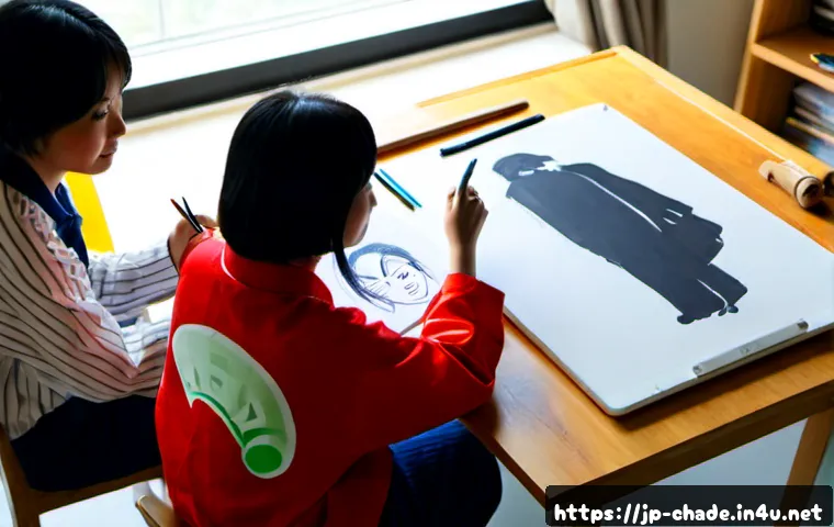 캐릭터 디자인 실습 강의 추천 - Photorealistic contemporary Japanese character design workshop in a bright Tokyo creative studio, a ...