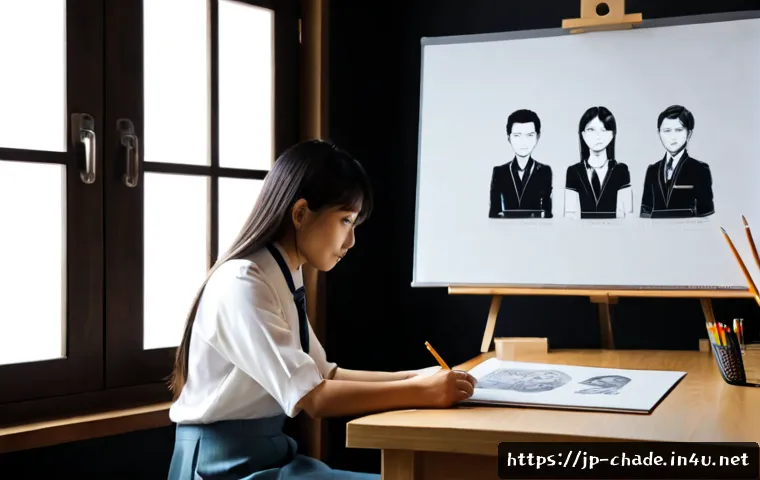 캐릭터 디자인 인터뷰 준비 팁 - Photorealistic character design interview preparation scene in a clean modern Japanese creative stud...