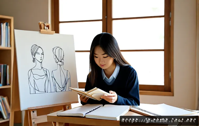 캐릭터 디자인의 학문적 발전과 사례 - Photorealistic university character design research studio, an Asian graduate student studying a pro...